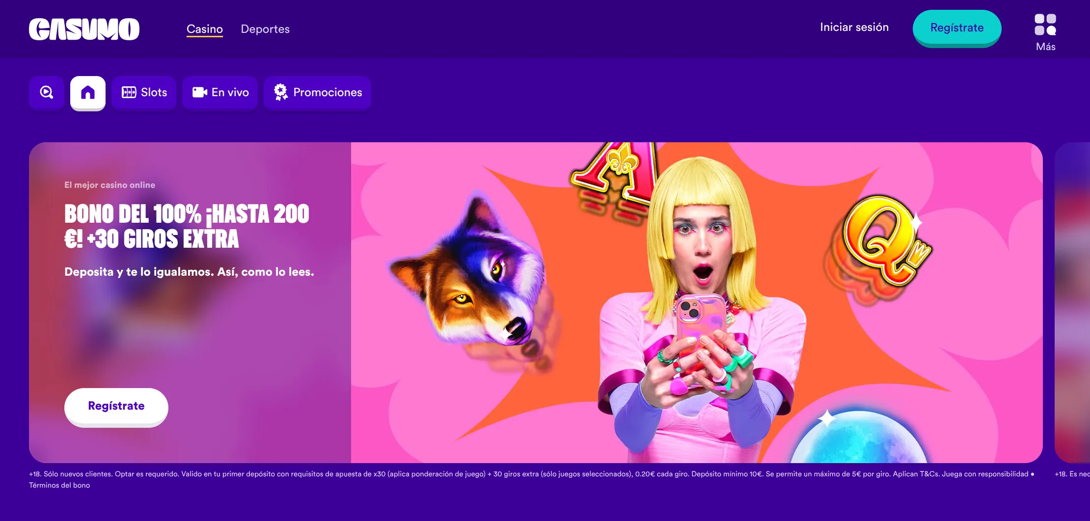 Casumo Casino en Vivo Gamificado